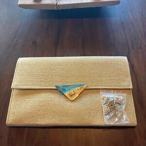 Clutch with Gold Triangle Turn-Lock comes with xtra strap NWOT